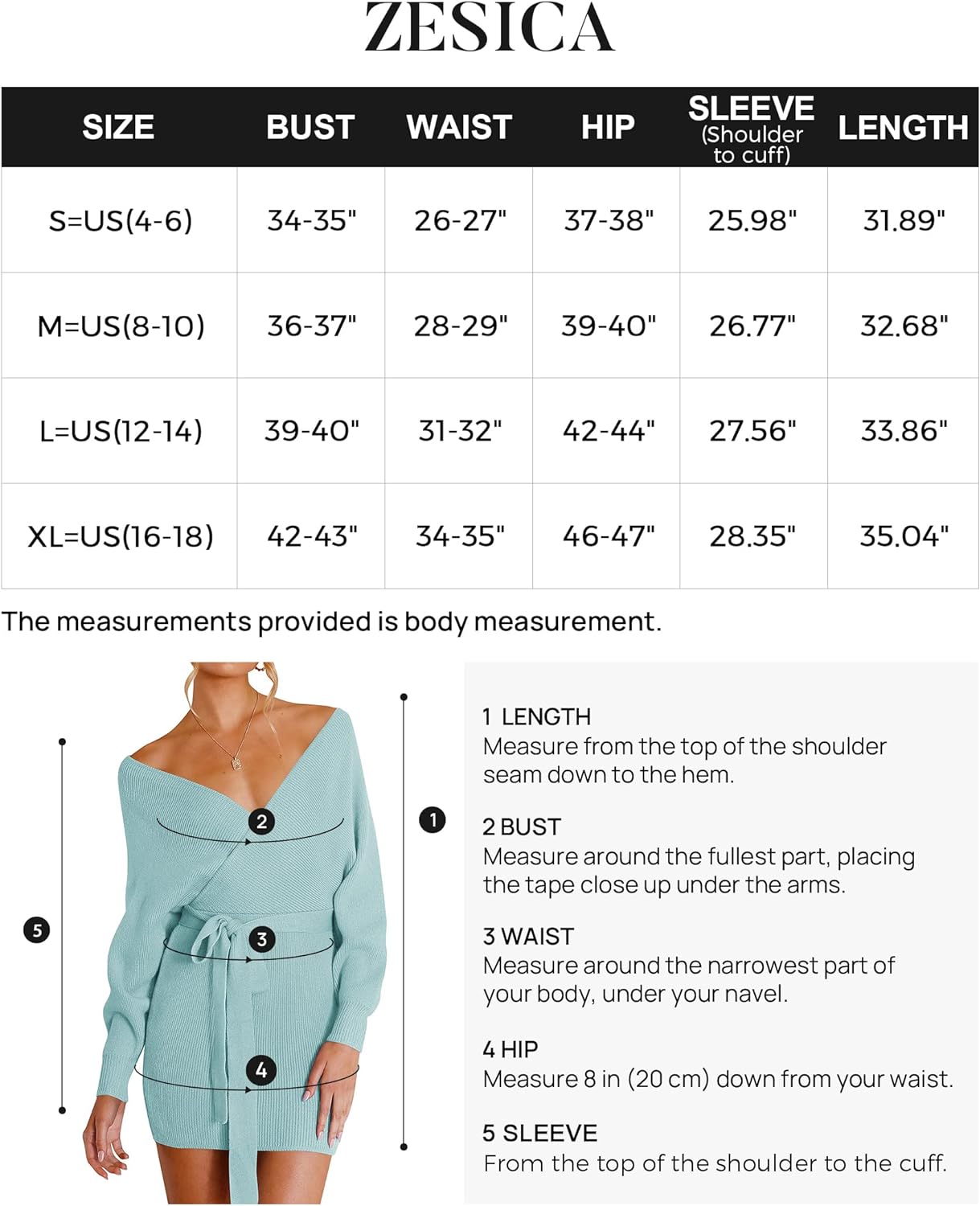 Tempthome Women's 2023 Fall Long Batwing Sleeve Wrap V Neck Knitted Backless Bodycon Pullover Sweater Dress with Belt