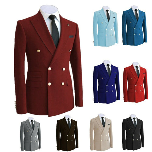 Business Men's Suit Double Breasted Jacket Jacket Tuxedo Custom Peak Lapels-